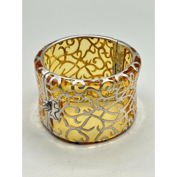 Angelique De Paris Designer Wide Bracelet Hinged Bangle Sterling Silver 925 - Picture 4 of 11